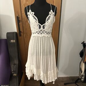 Free People White Lace Mini Dress
